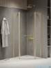 New Trendy New Soleo Light Gold 90x90x195 cm kabina pięciokątna drzwi podwójne wspornik skośny złoty połysk/szkło przejrzyste K-1668